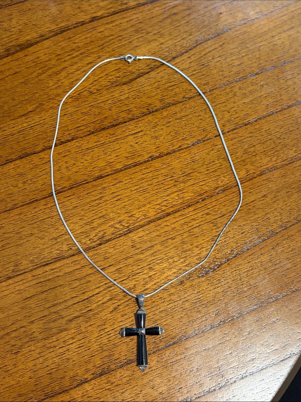 Sterling Silver Black Cross Pendant Necklace